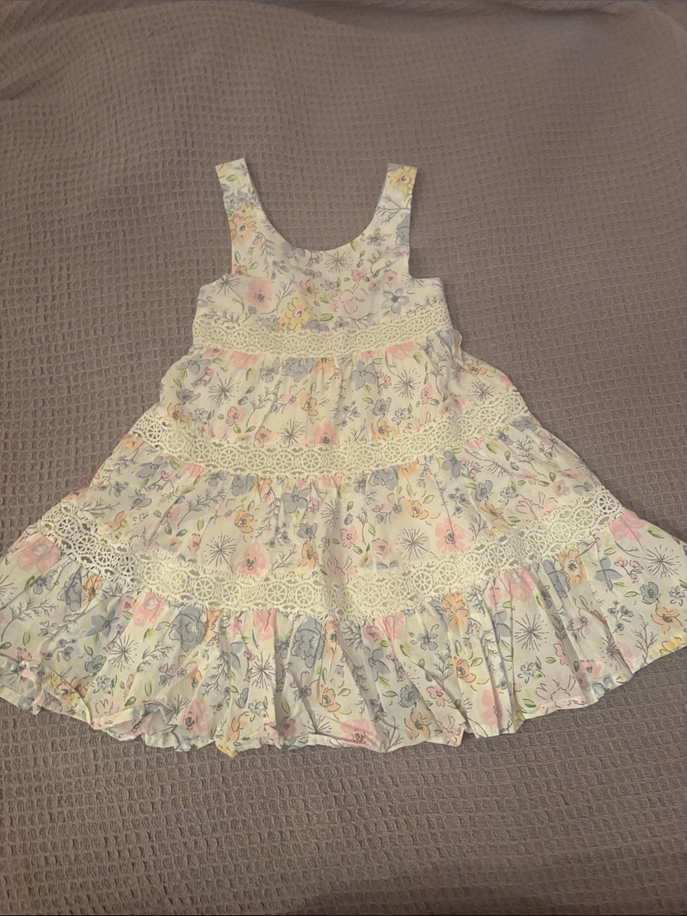 Tommy Bahama White Floral Tiered Sundress with Pastel Accents